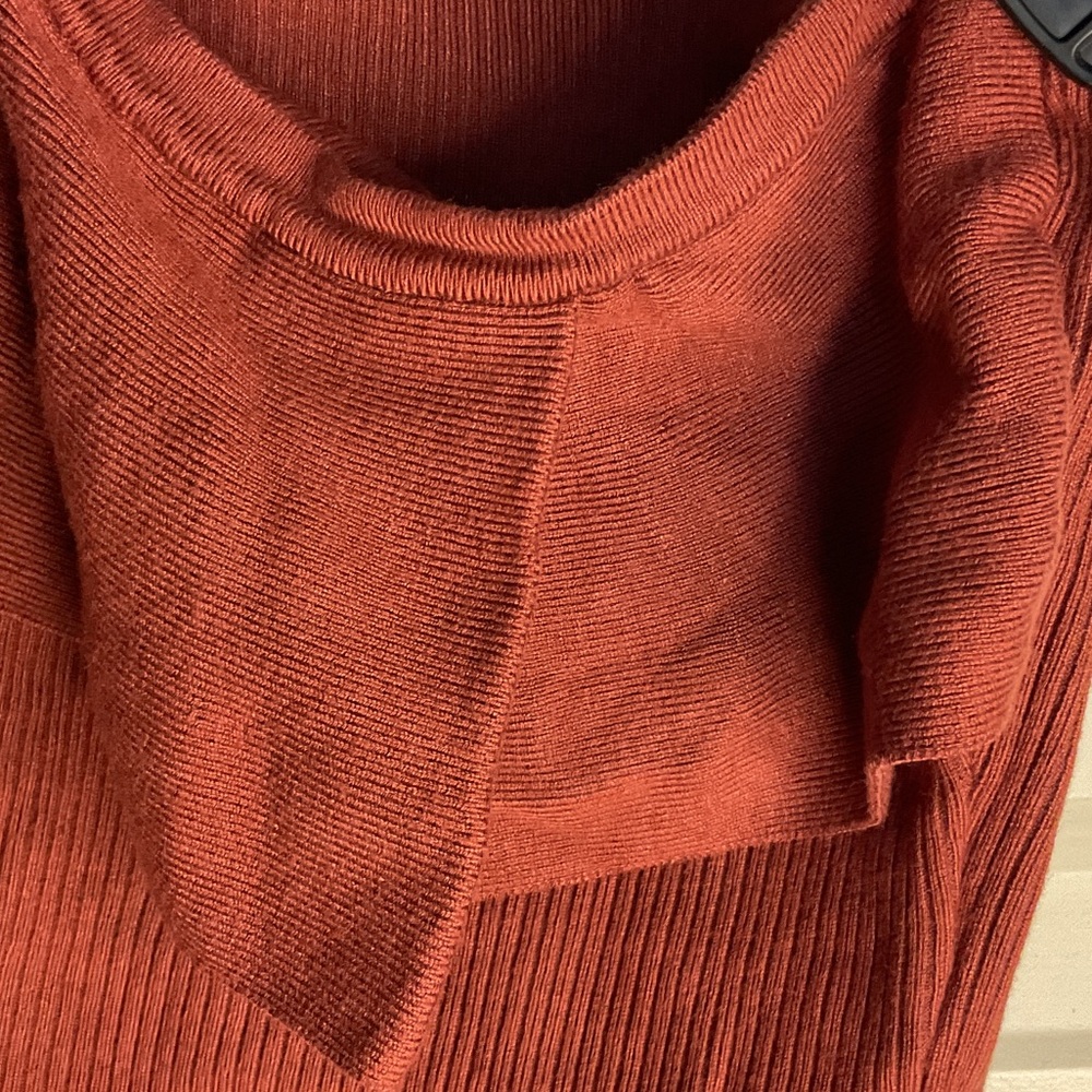 Express Brick Red Ruffled One-Shoulder Top Size M - Picture 5 of 8